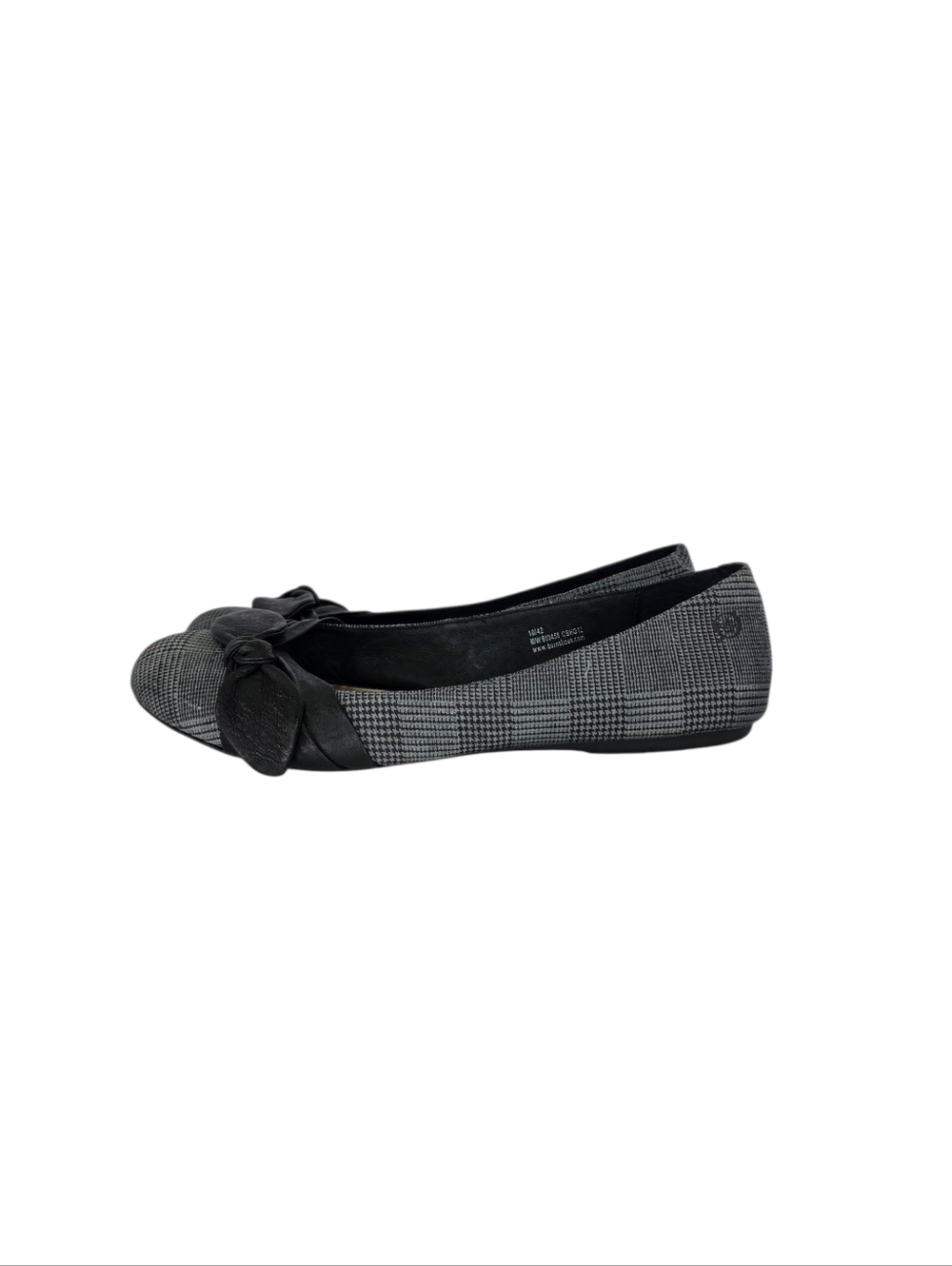 Born Women's Size 10 Molly Ballet Flats Gray Plaid Black Bold Bow  Casual Fall